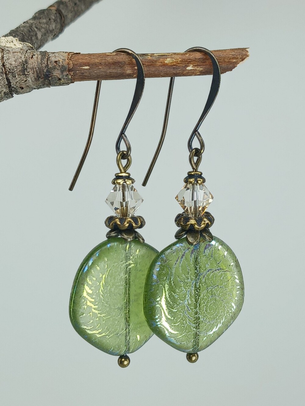 Spiral Fern Earrings Botanical Woodland Nature Jewelry Hand Crafted - Picture 3 of 9